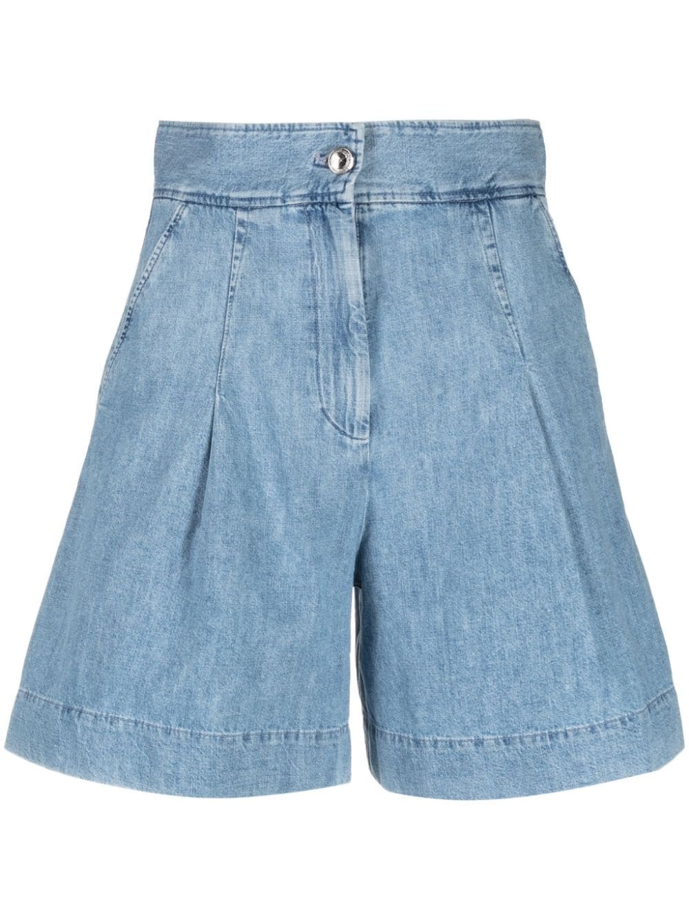 Dayana pleat-detail denim shorts - 1