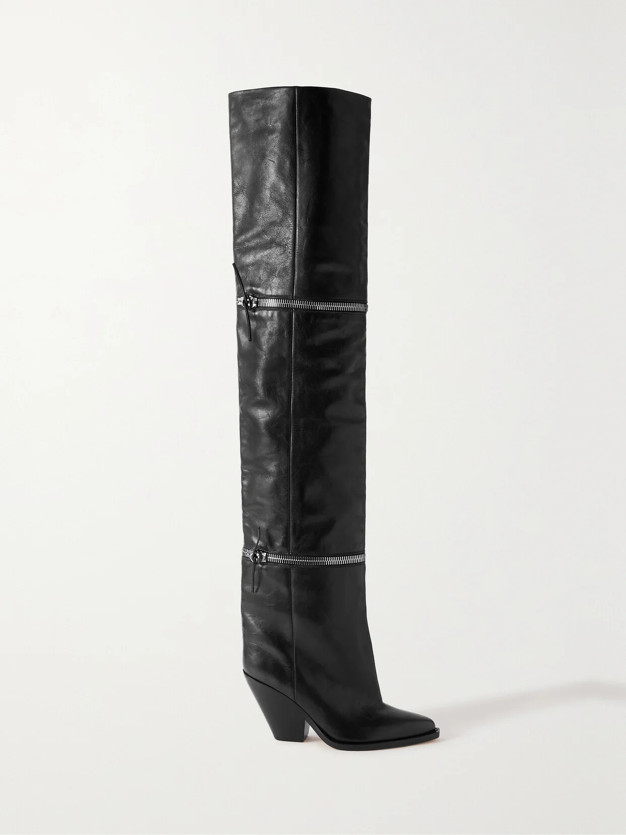 Lelodie Zip-embellished Leather Over-the-knee Boots - 1
