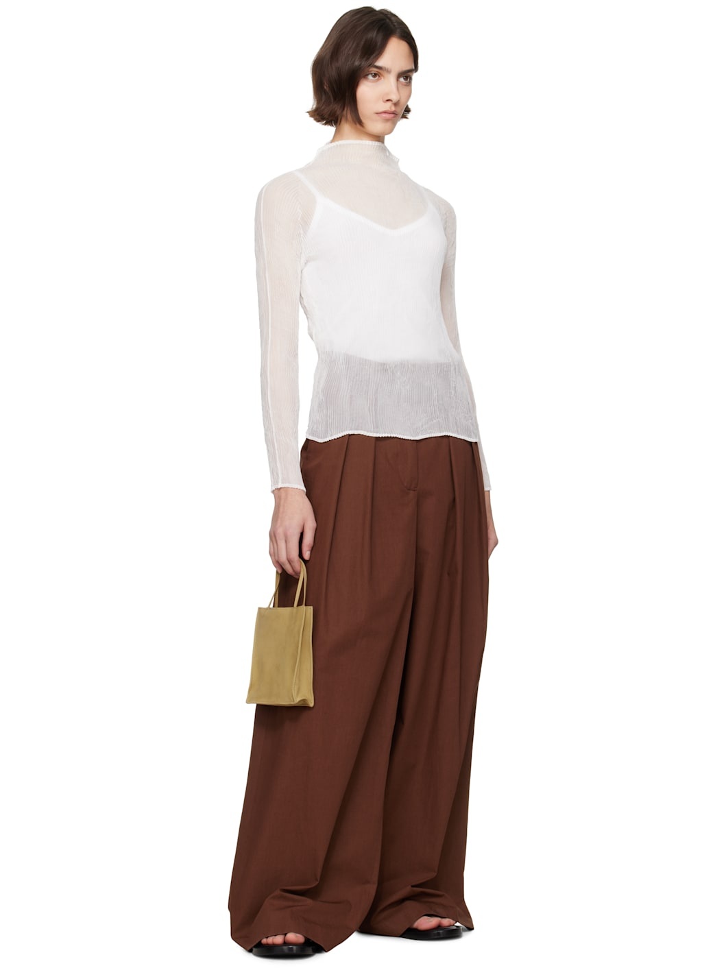 White Chiffon Twist BK/WT-56 Turtleneck - 4