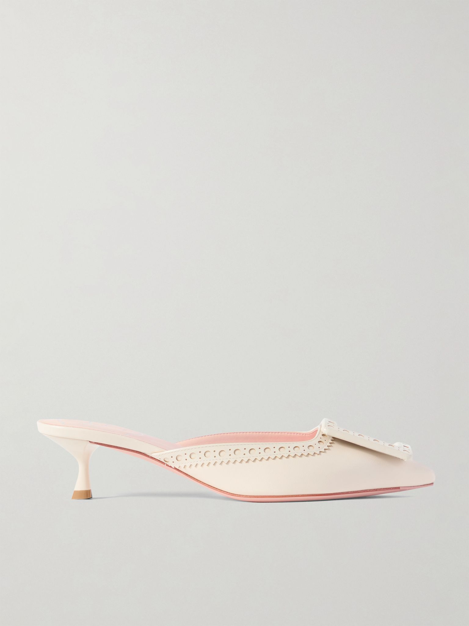 Viv In The City 45 buckled perforated leather mules Ivory - 1