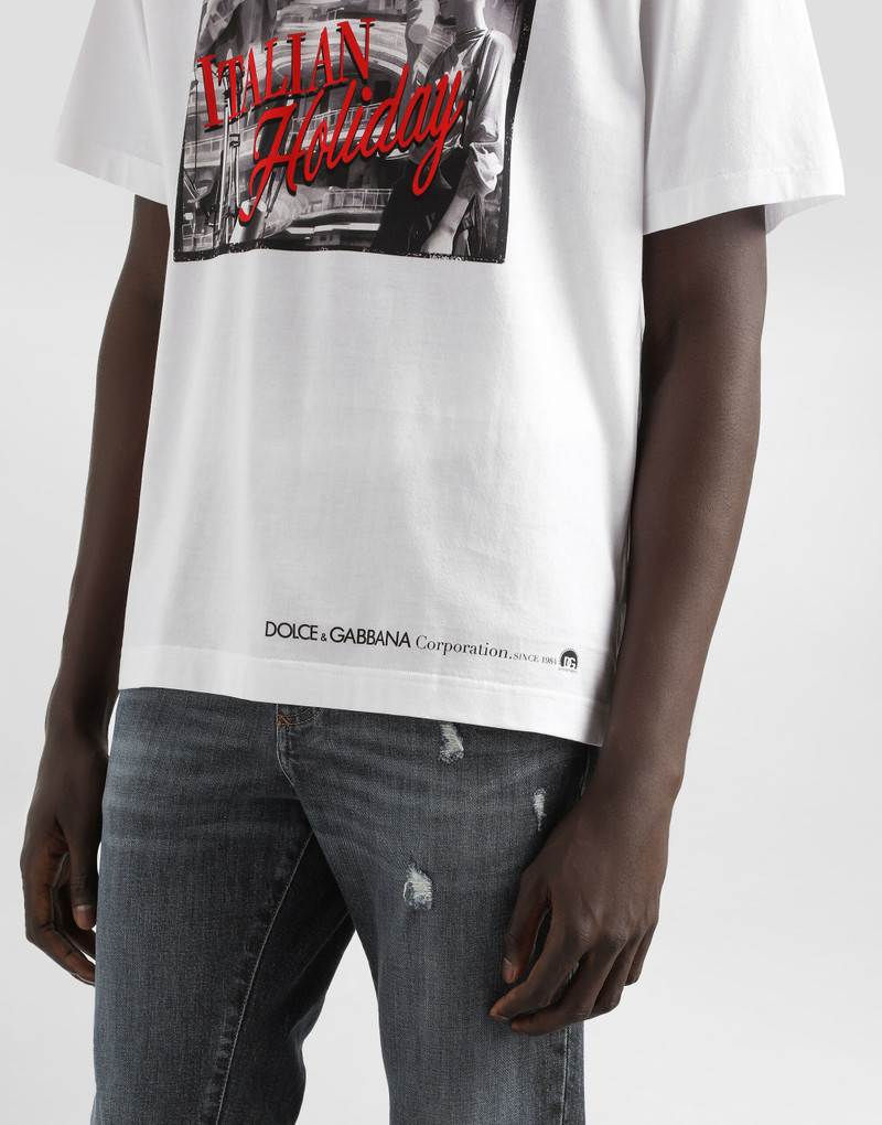 Cotton T-shirt with Italian Holiday print 4