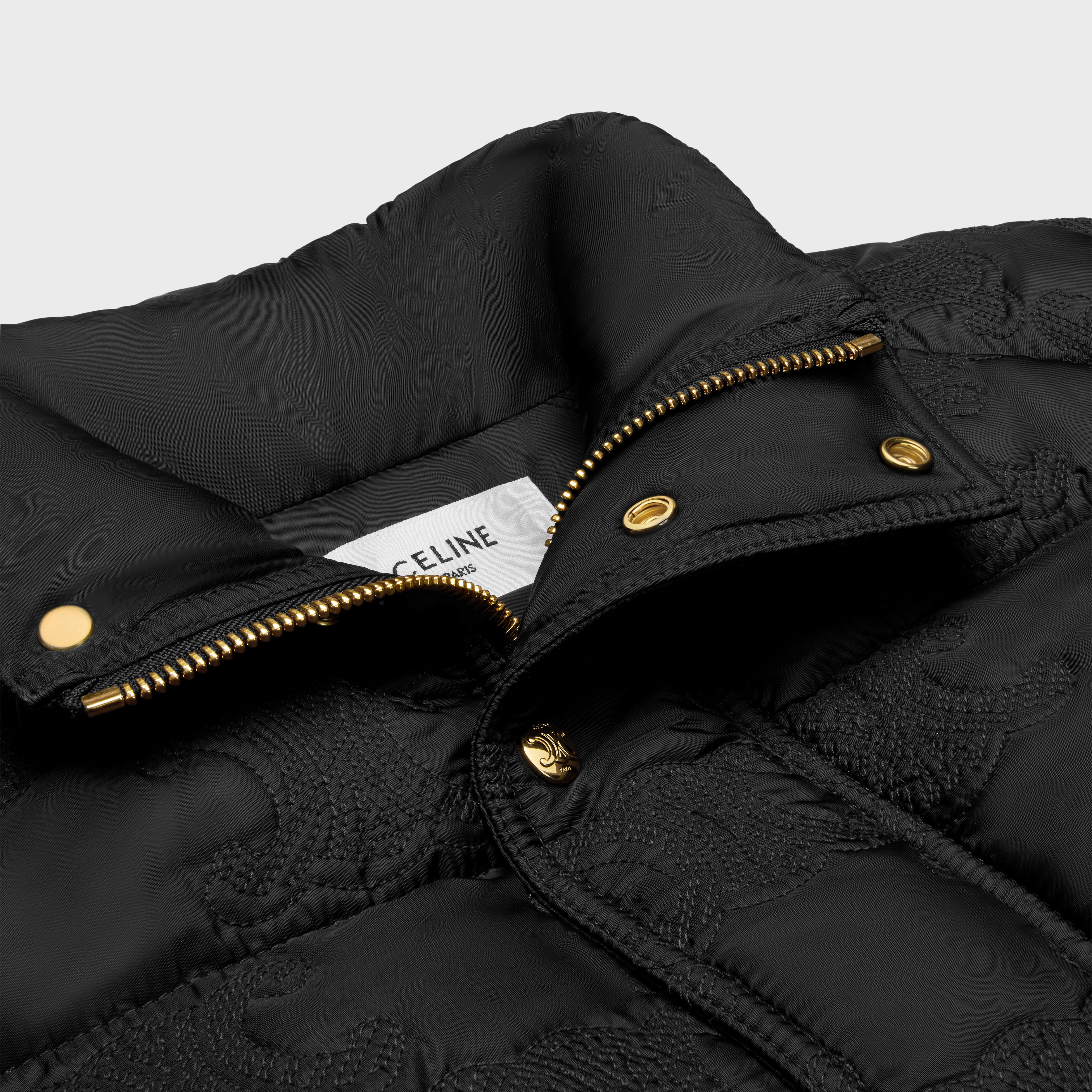 関税込 CELINE long triomphe down jacket in lightweight nylon Women's Long Triomphe down jacket in lightweight nylon
