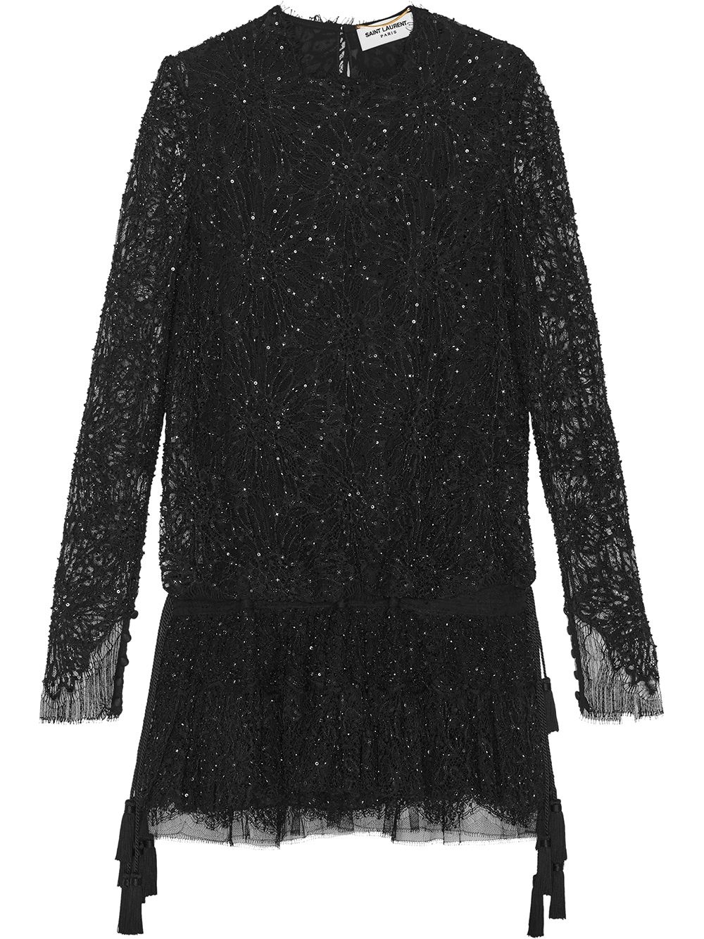 sequin-embellished lace dress - 1