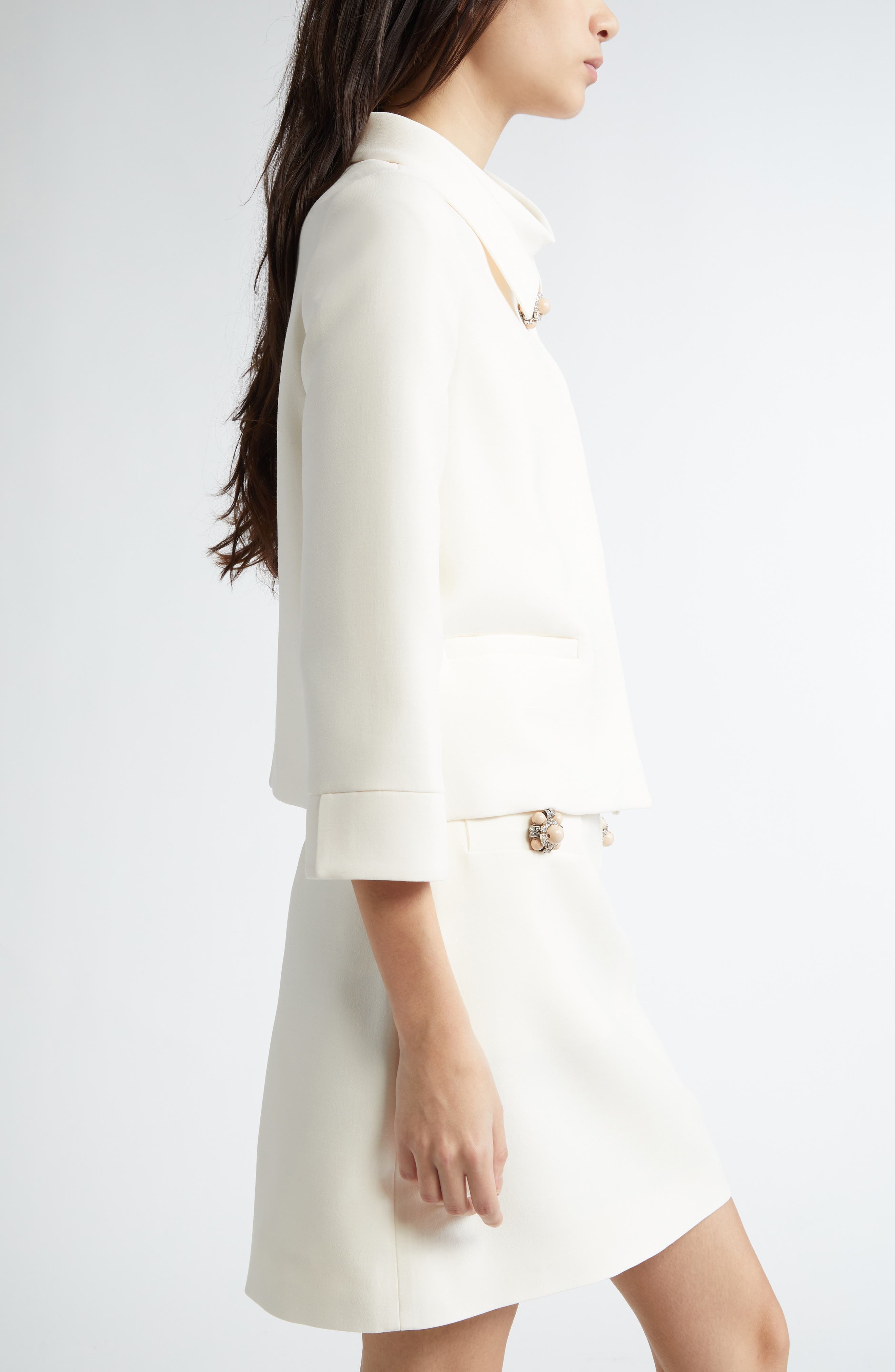 Valentino Garavani Crepe Couture Jacket in Ivory at Nordstrom - 4