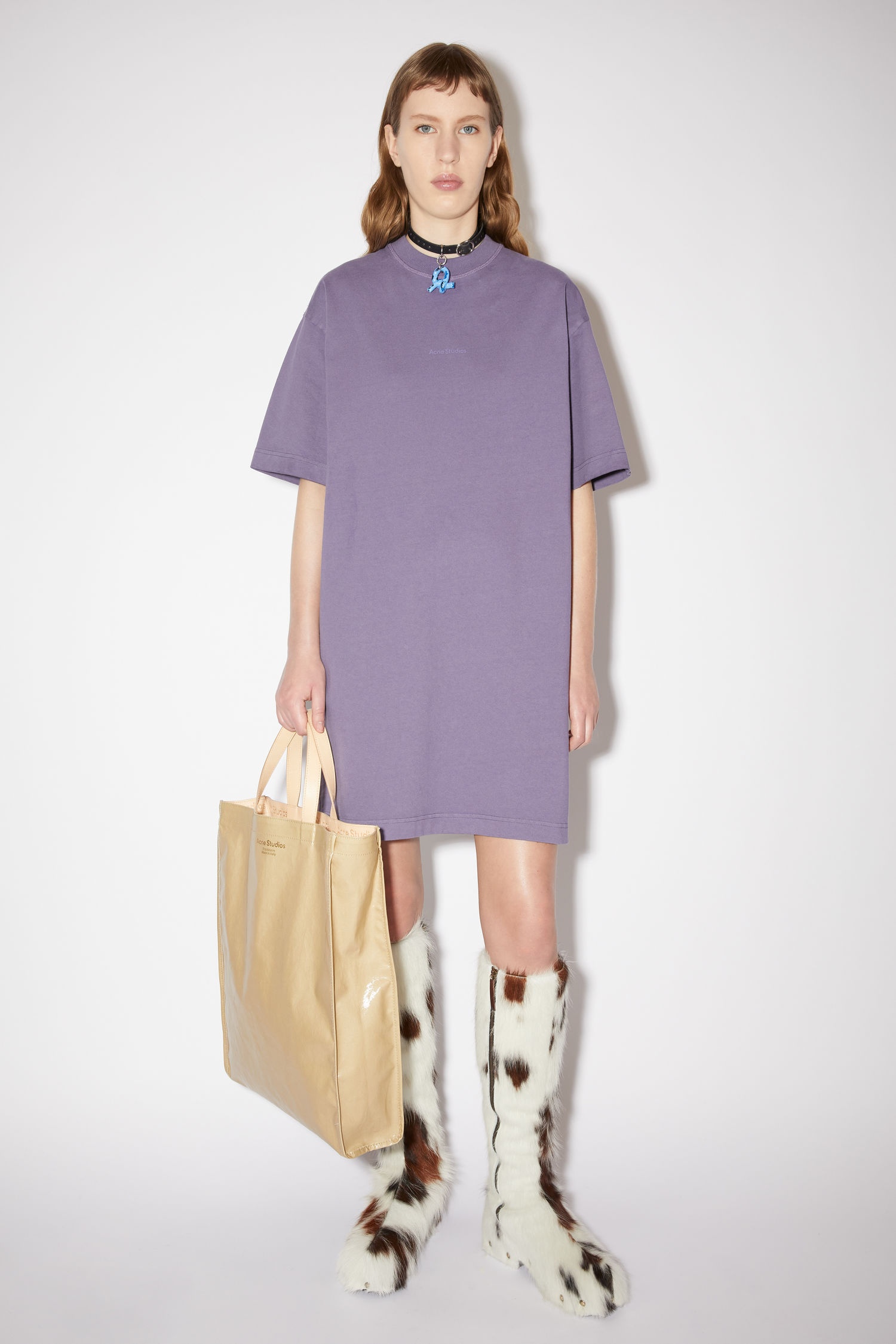 Cotton t-shirt dress - Purple - 2