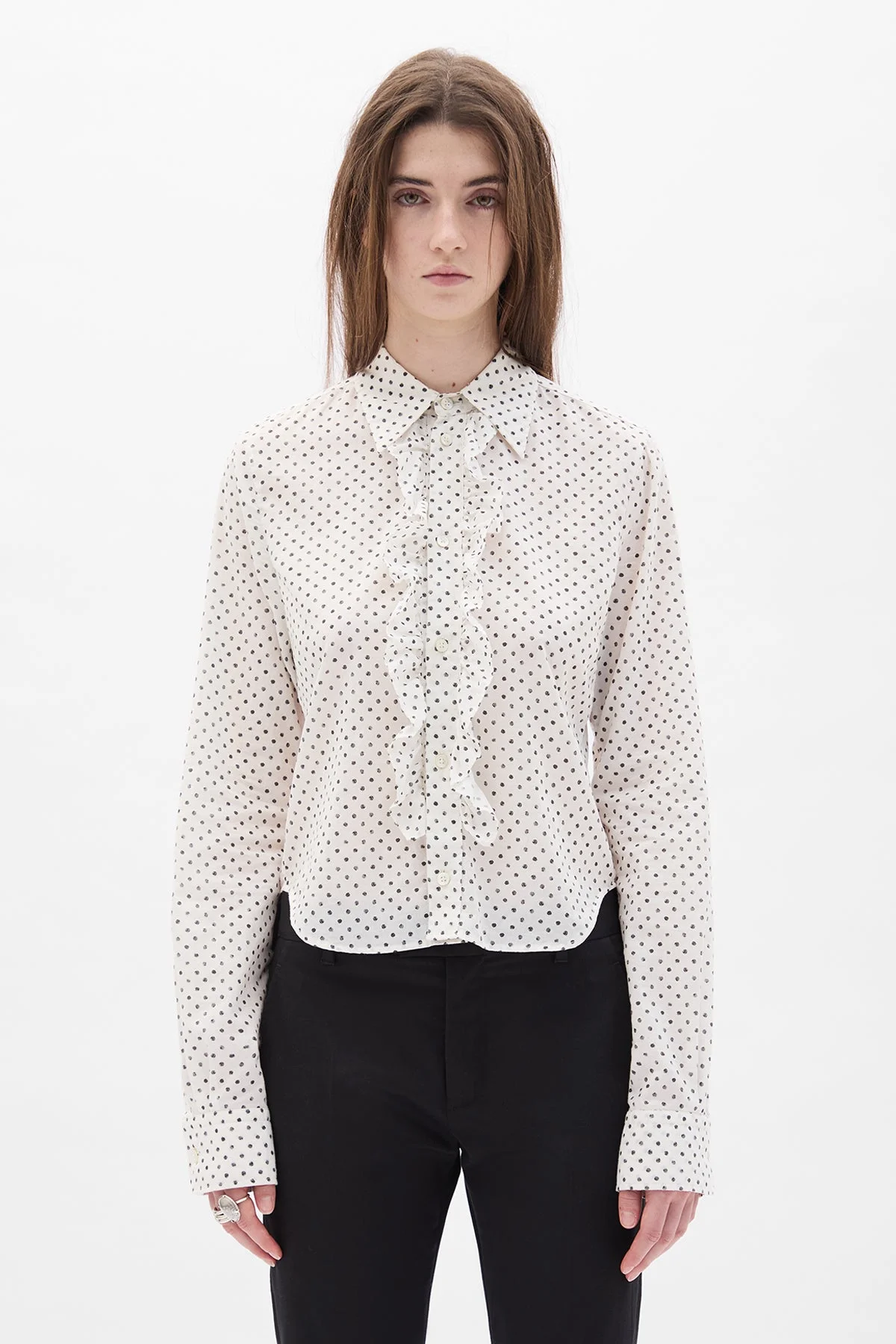 Erma Slim Fit Ruffled Shirt - 1