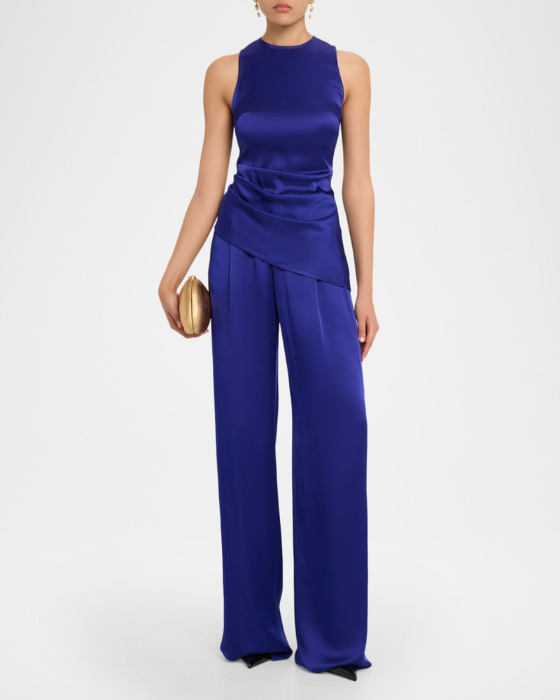 LAPOINTE Pleated Satin Wide-Leg Trousers outlook