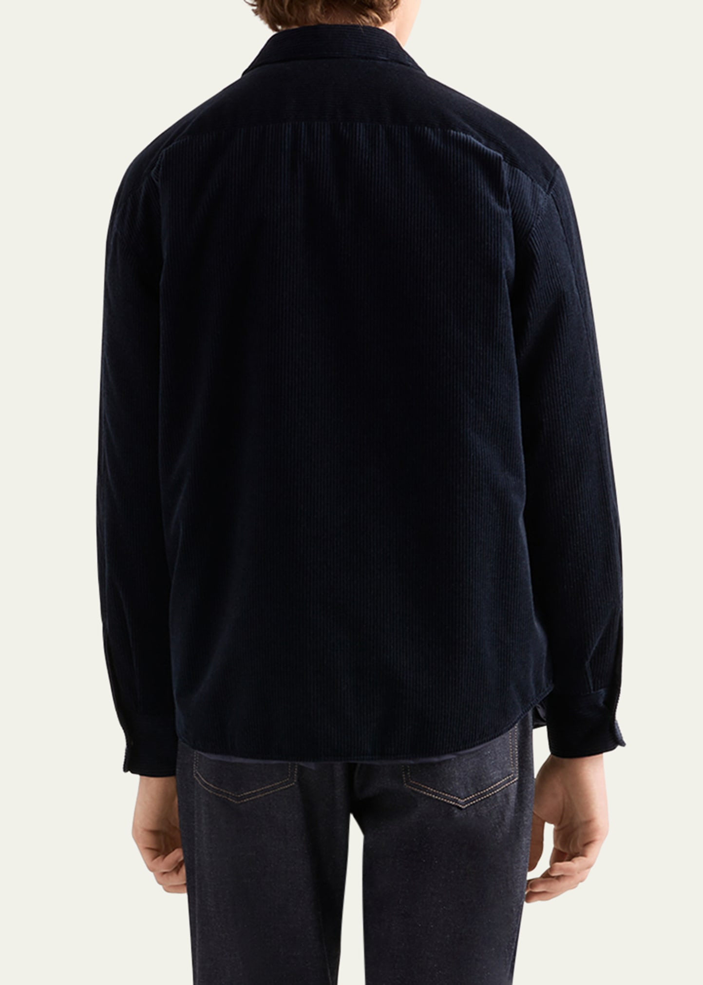 Men's Cashmere and Cotton Corduroy Snap-Front Overshirt - 3