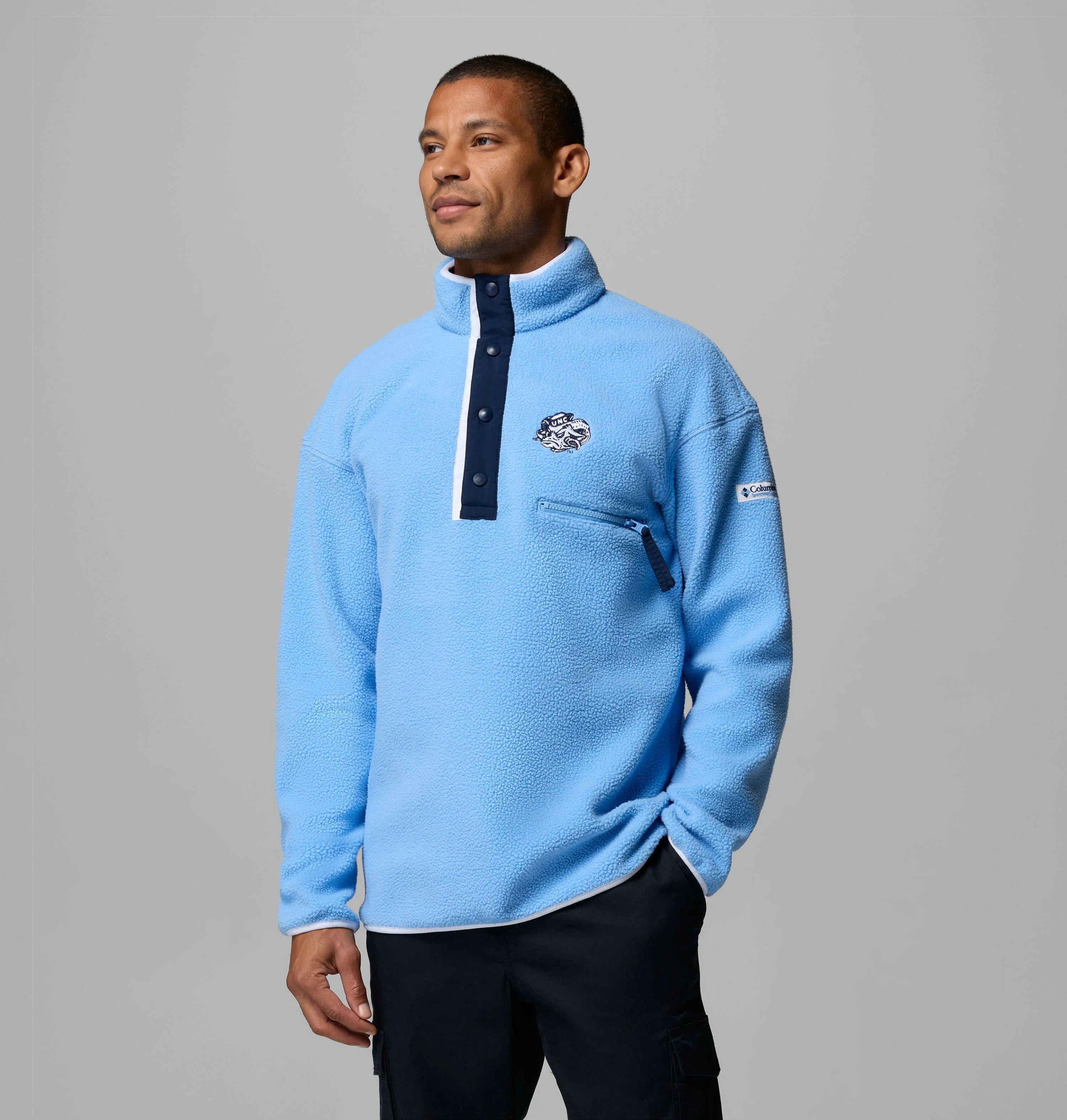 Men's Collegiate Helvetia Half Snap Fleece - North Carolina - 1