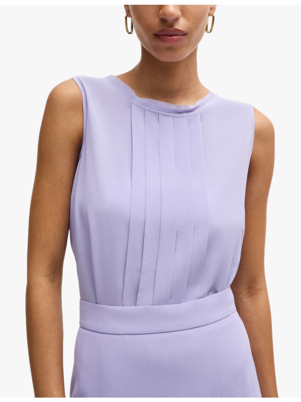 Pleated-front round-neck silk blouse - 5