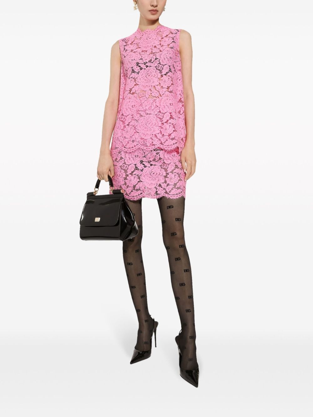 floral lace miniskirt - 2
