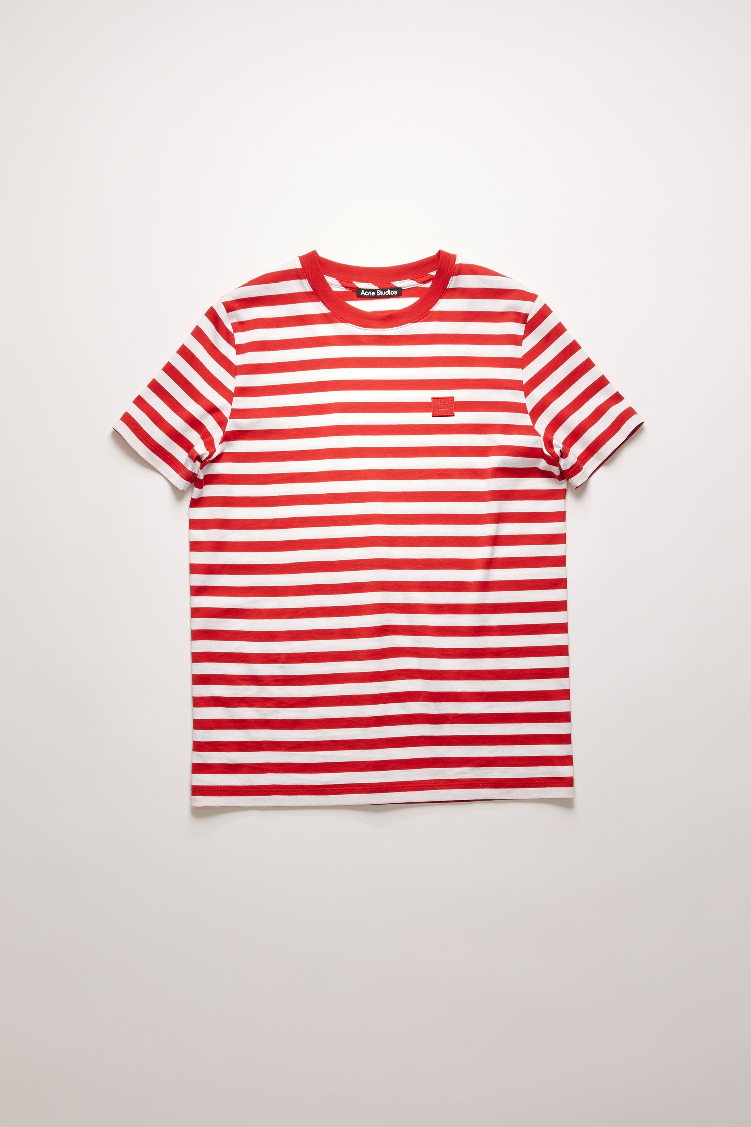 Slim fit striped t-shirt cherry red - 1