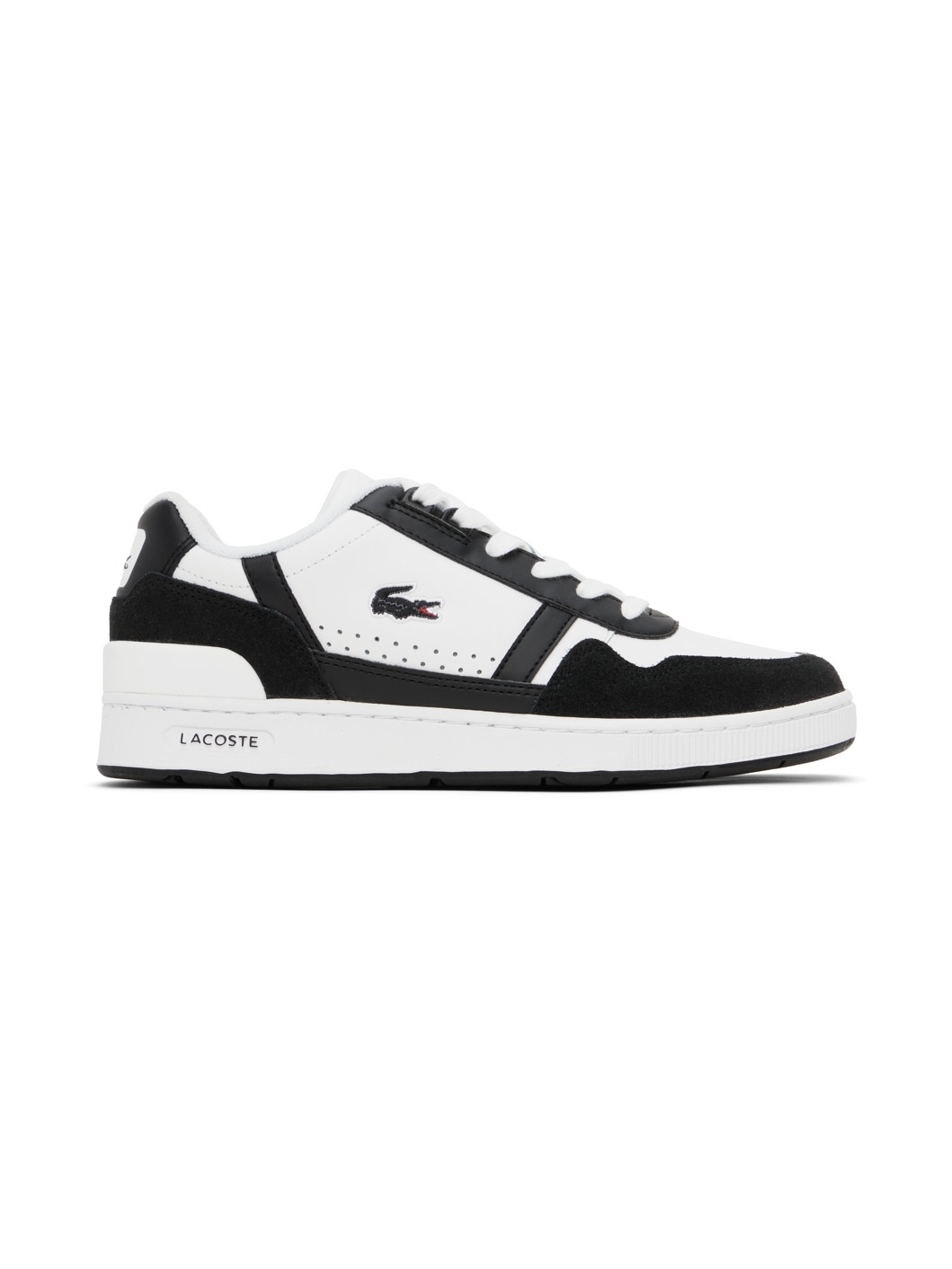 White & Black T-Clip Leather Sneakers - 1
