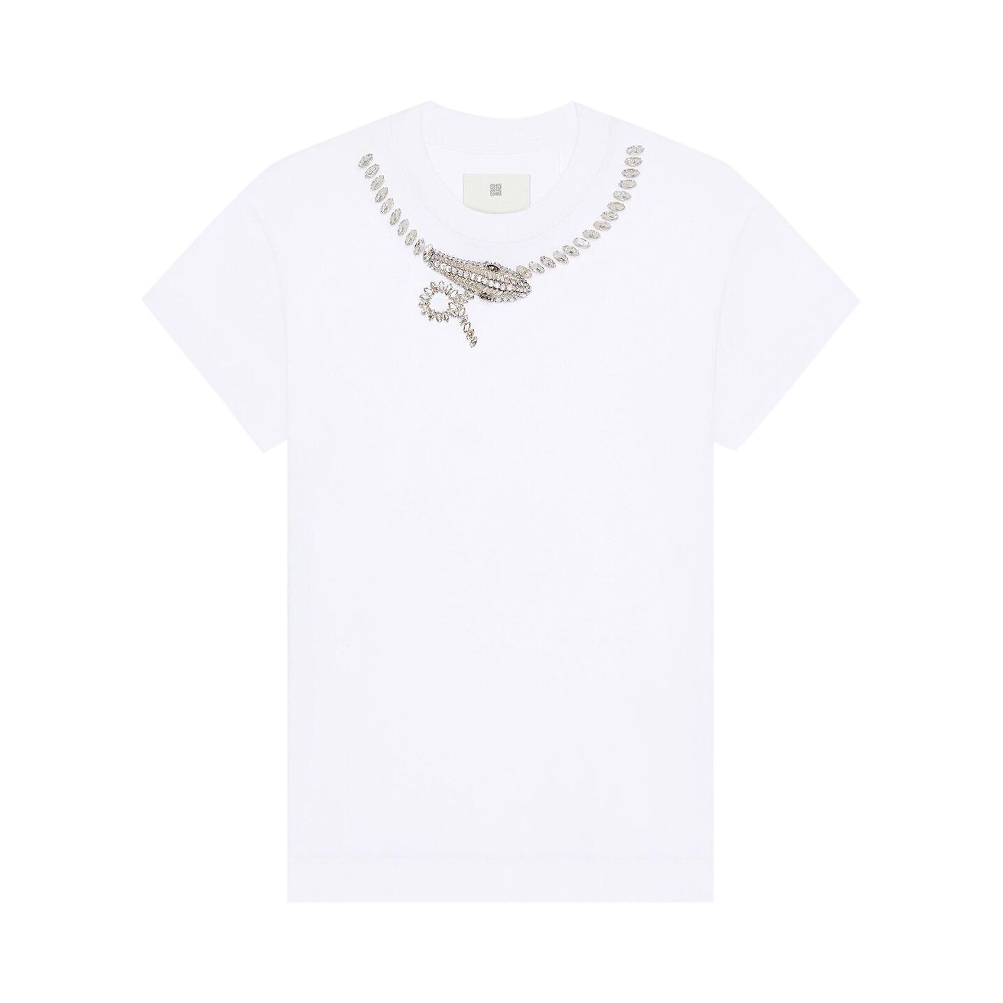 Givenchy Crystals Snake Slim Fit T-Shirt 'White' - 1