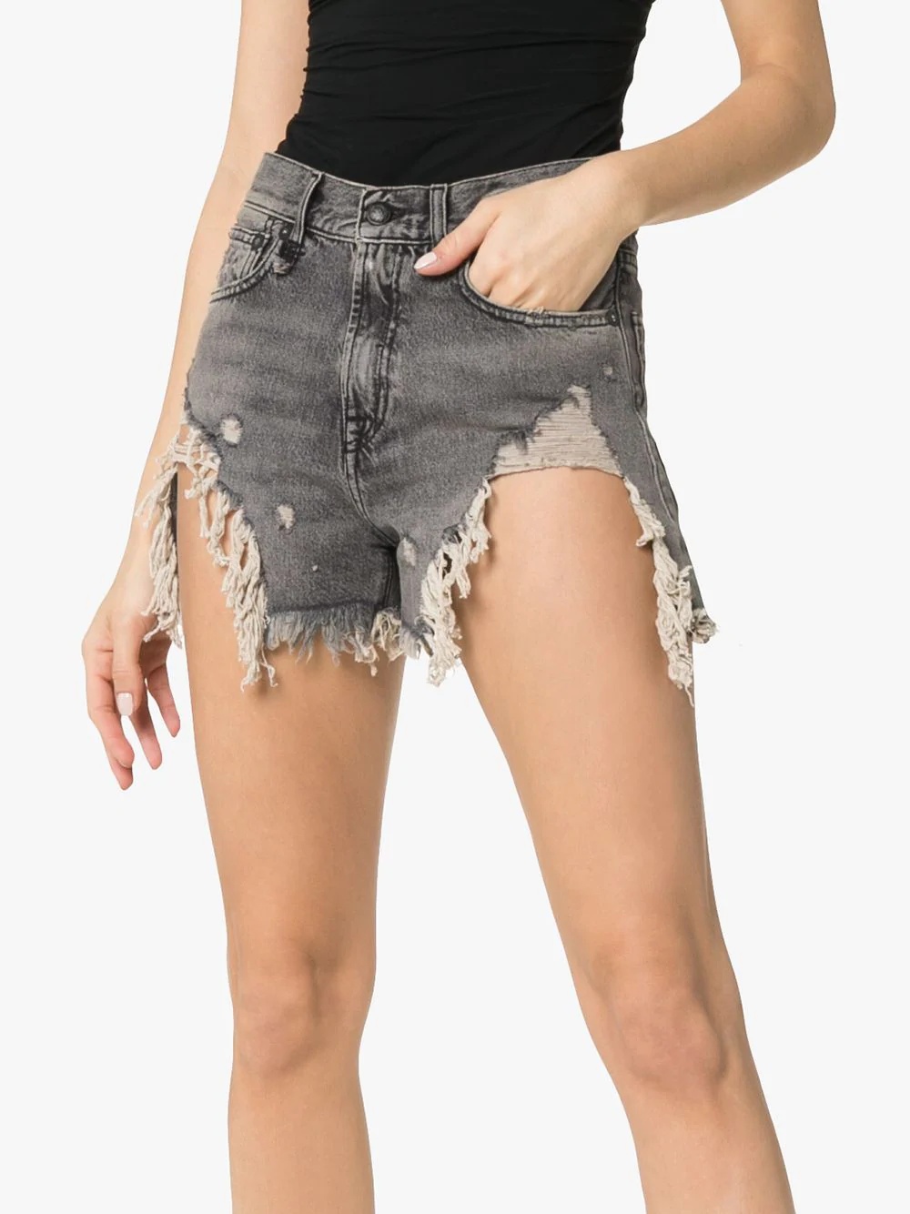 Shredded Slouch Denim Shorts - 3