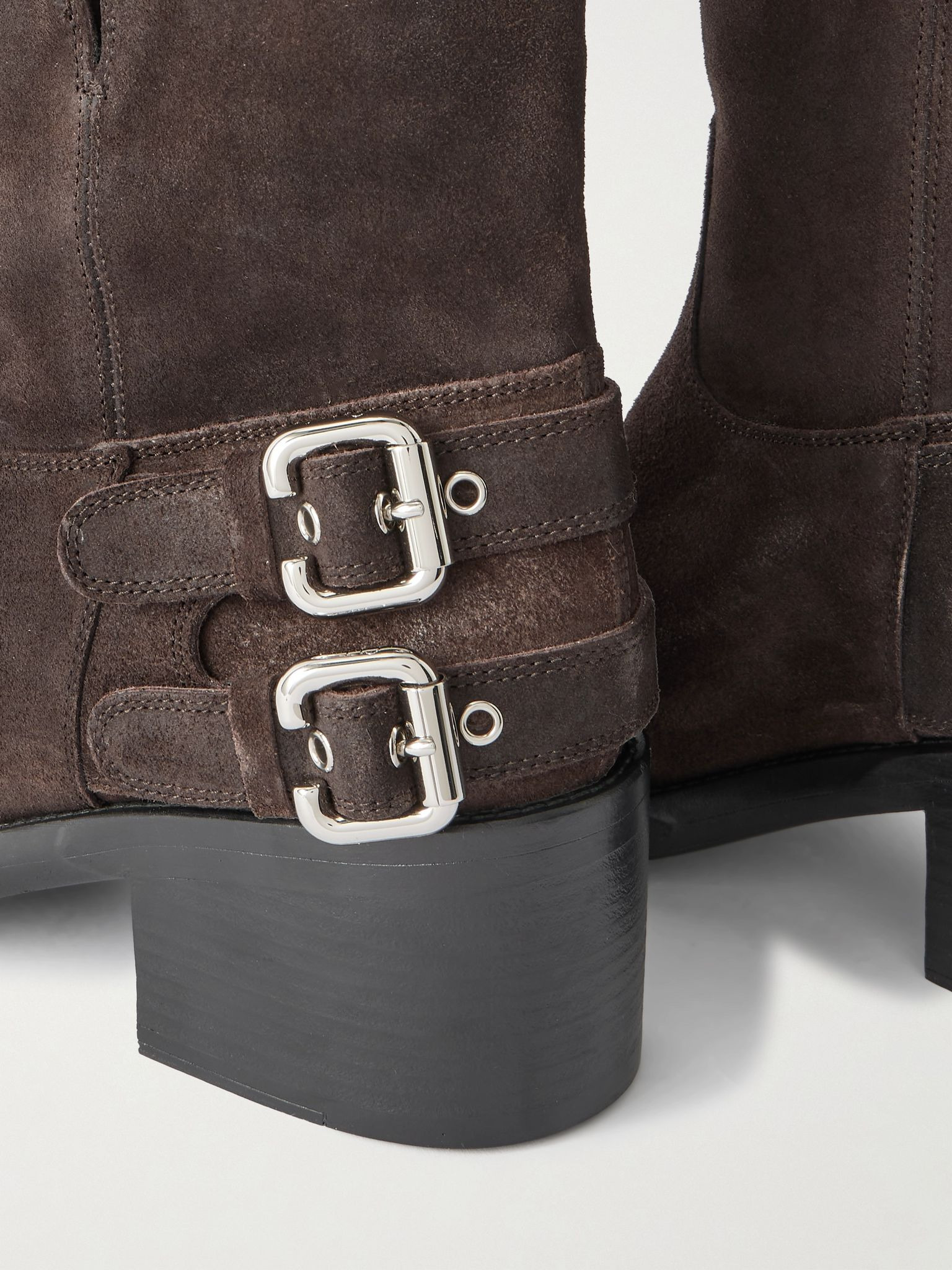 Dakota buckled suede ankle boots Dark brown - 4