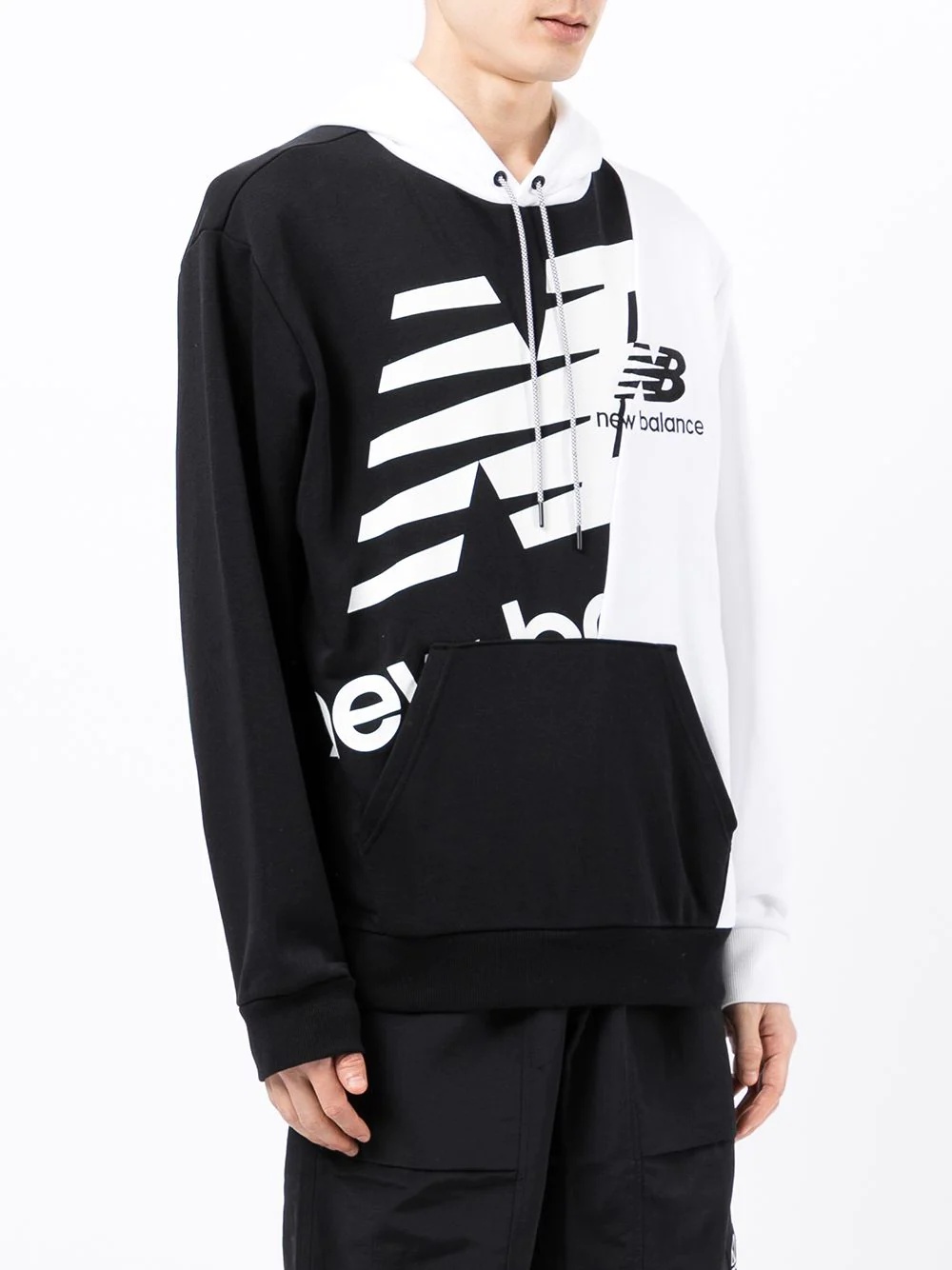 two-tone logo-print hoodie - 3