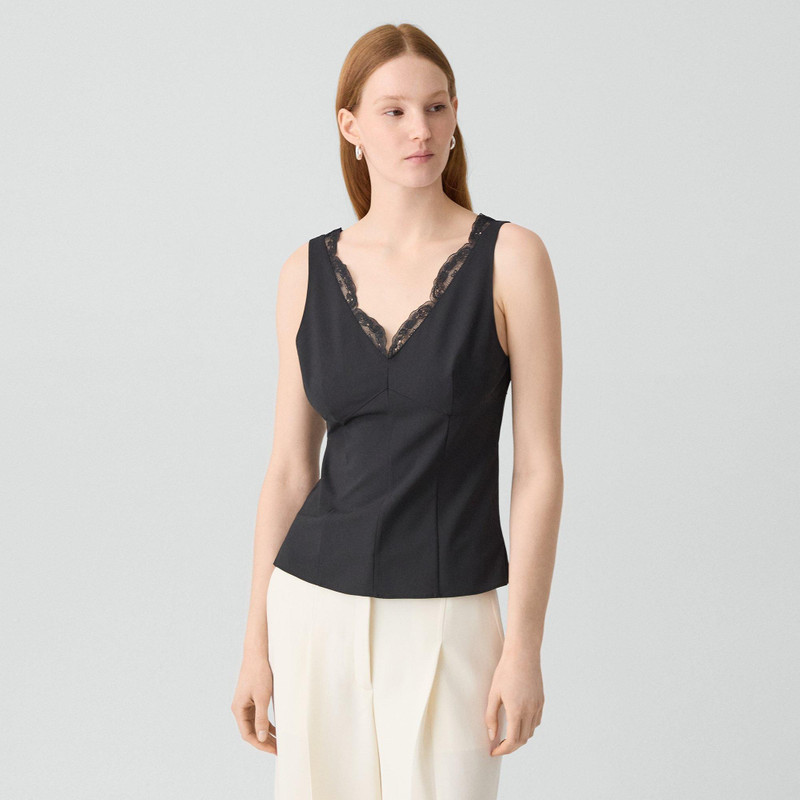 Lace-Trimmed Tank Top in Stretch Wool 2