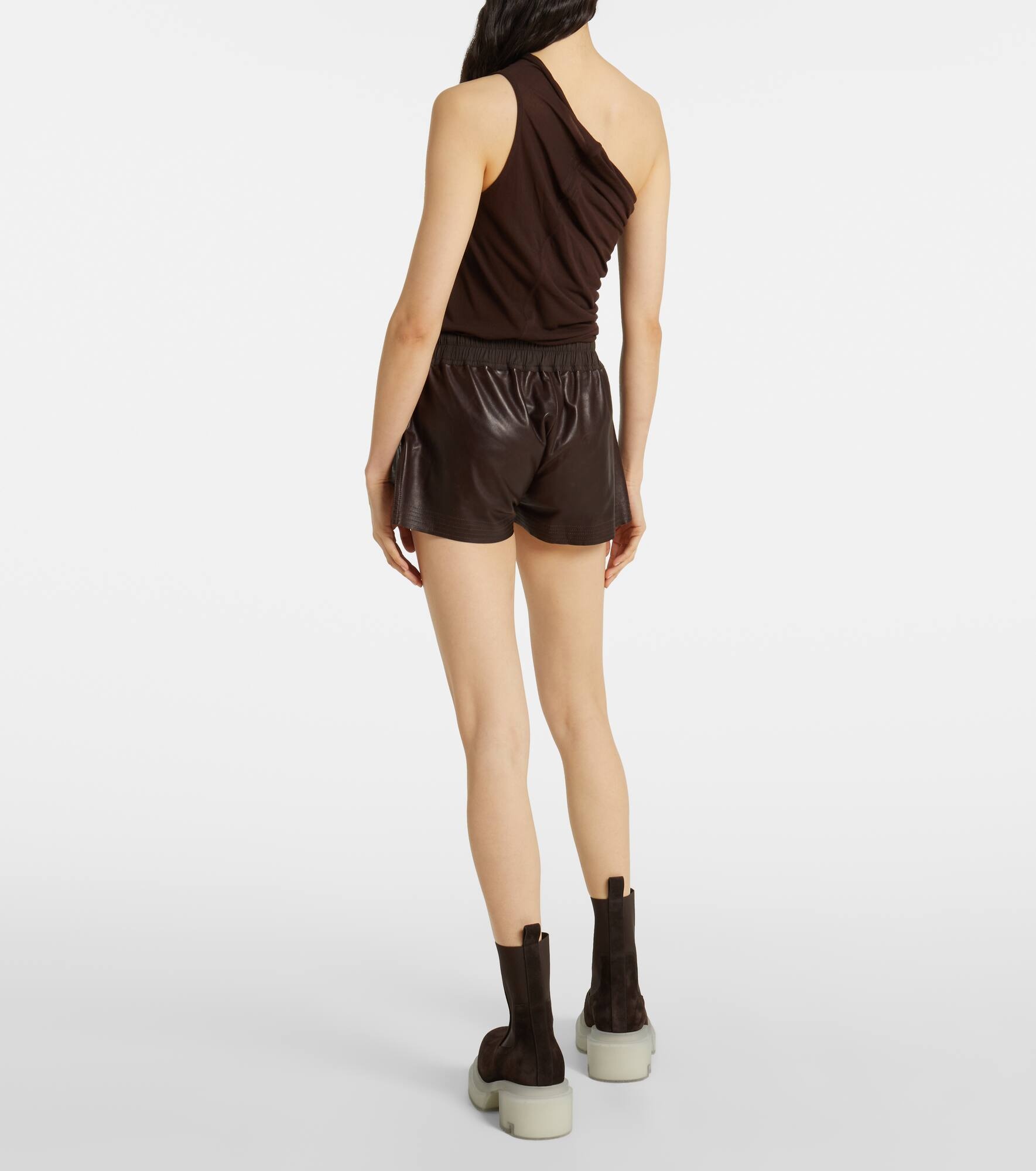 High-rise leather shorts - 3