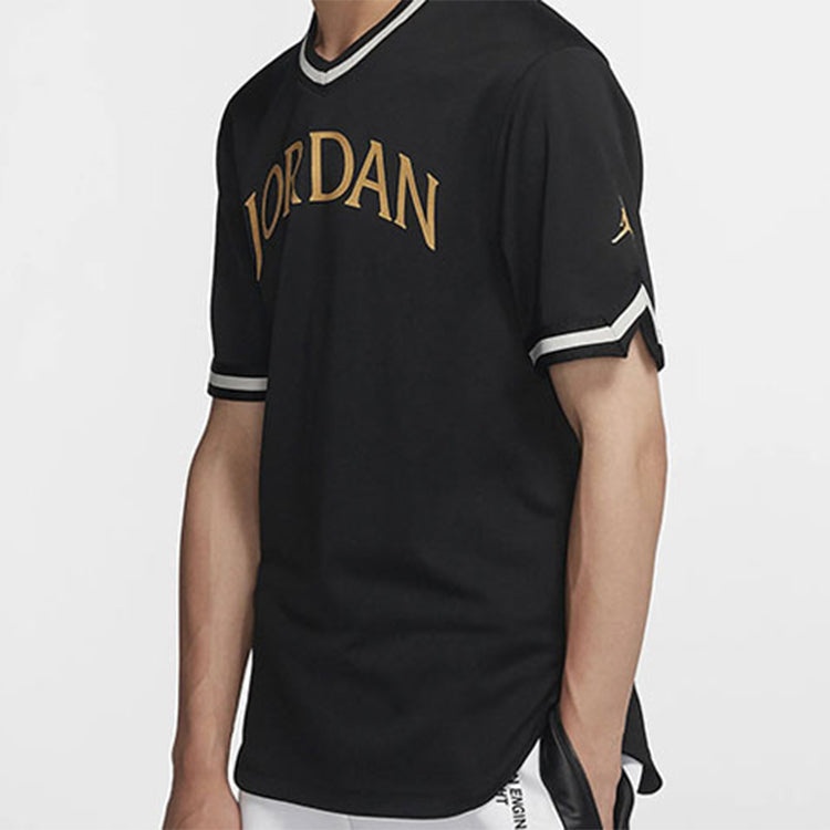 Air Jordan Alphabet Logo Basketball Sports Short Sleeve Black AV0183-010 - 3