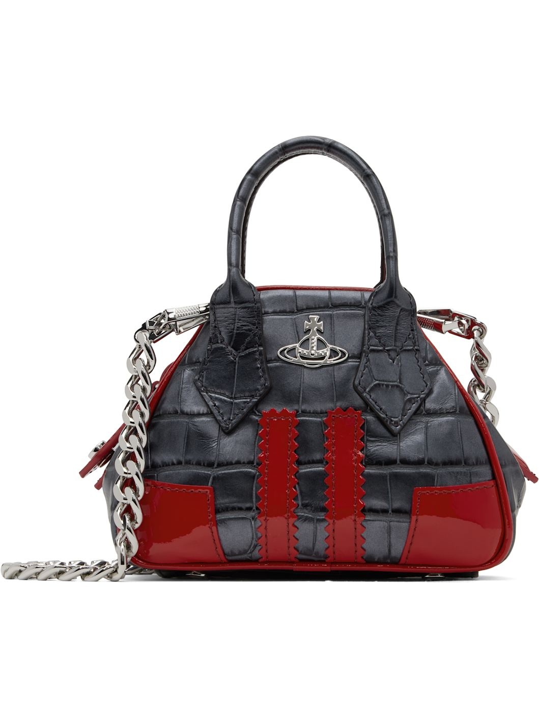 Gray & Red Mini Yasmine Chain Bag - 1