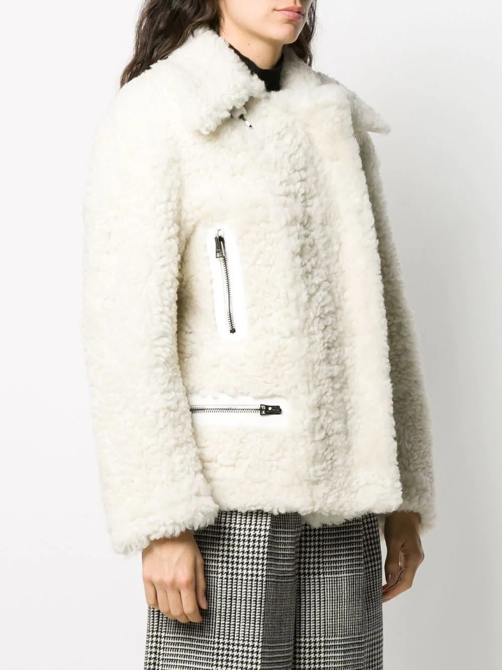 zip-up shearling jacket - 3