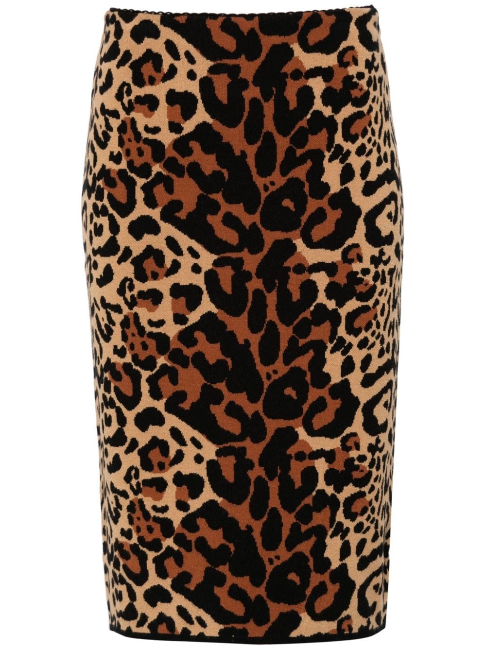 leopard-jacquard midi skirt - 1