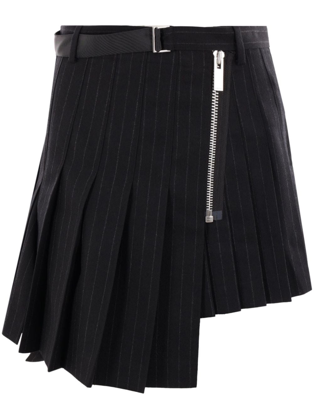 stripe detail wool skirt - 1