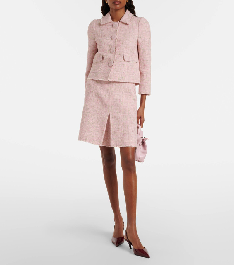 SHUSHU/TONG Belted cotton-blend tweed pencil skirt outlook