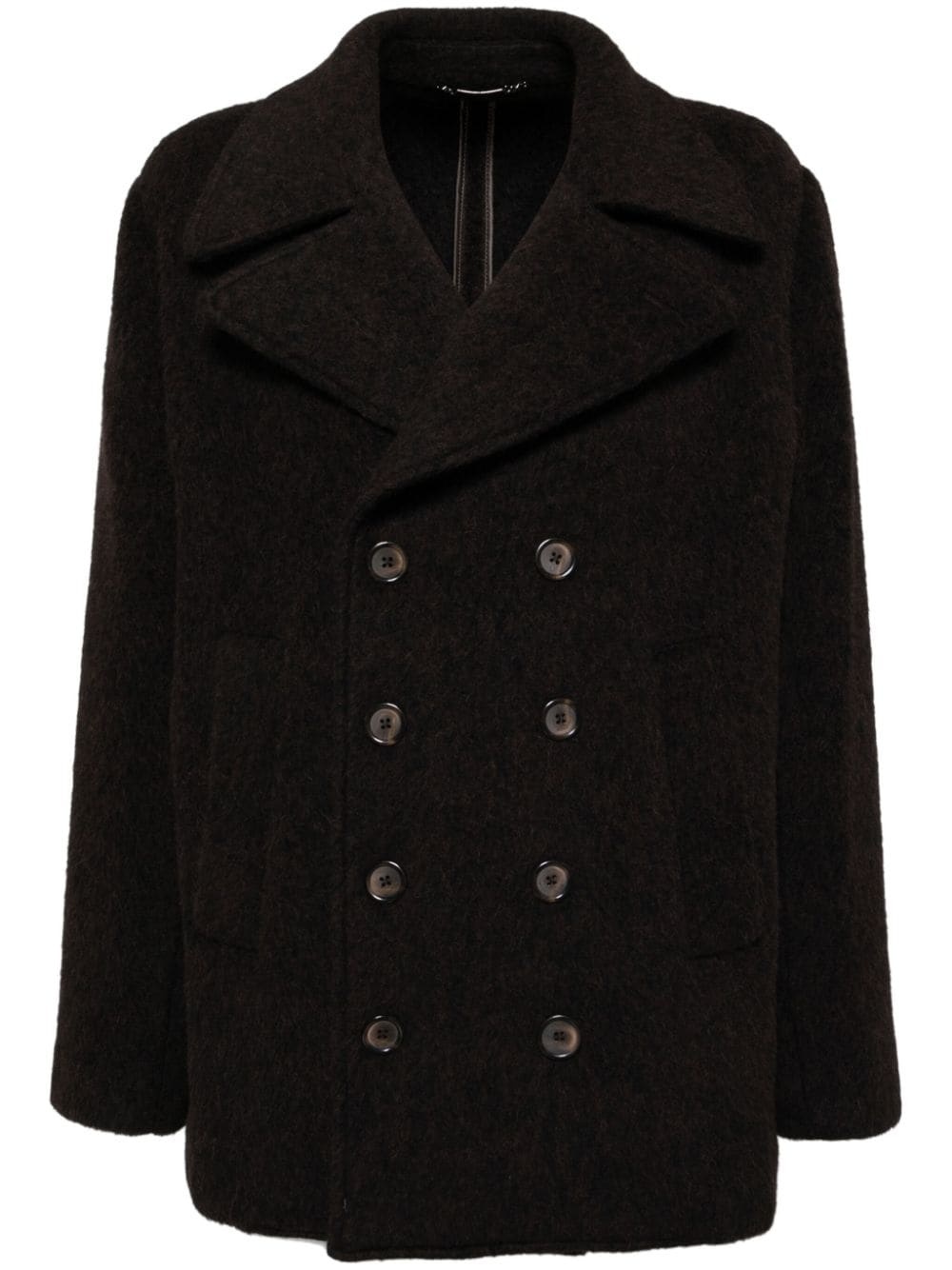 double-breasted melange coat - 1