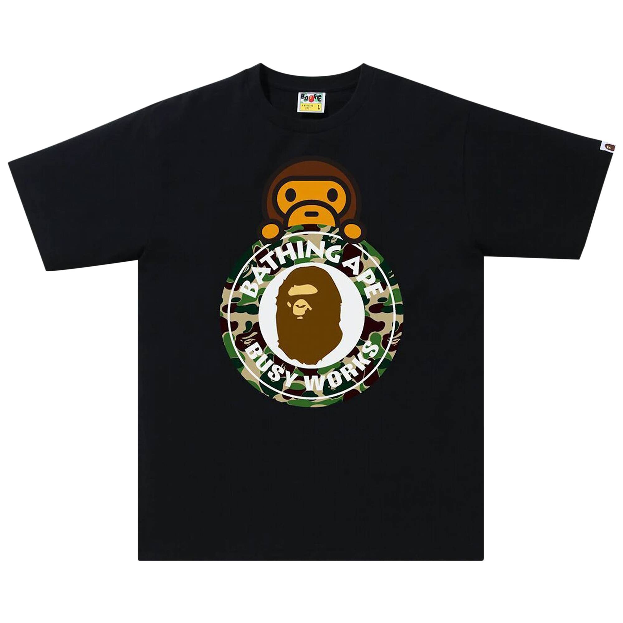 BAPE ABC Camo Milo On Busy Works Tee 'Black/Green' - 1