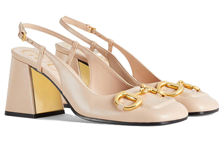 (WMNS) Gucci Horsebit Mid Heel Slingback 'Neutral' 643892-C9D00-6705 - 2