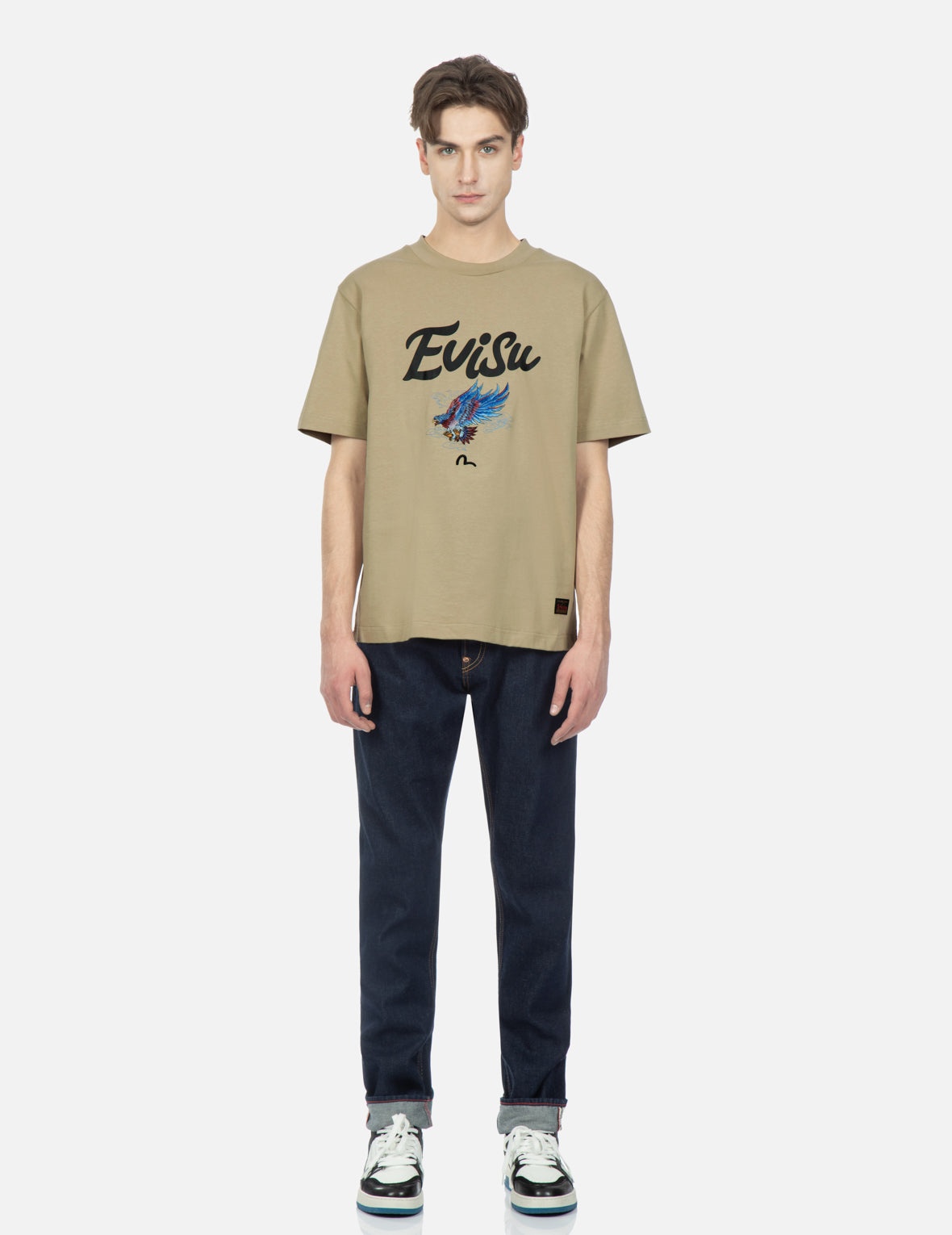 Seagull and Eagle Embroidery Carrot Fit Jeans #2017 - 5