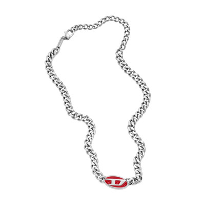 Diesel DIESEL RED LACQUER AND STAINLESS STEEL CHAIN NECKLACE outlook