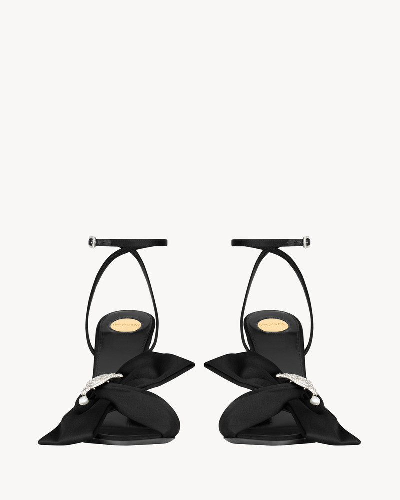 SAINT LAURENT DOVE SANDALS IN SATIN CREPE AND RHINESTONES outlook