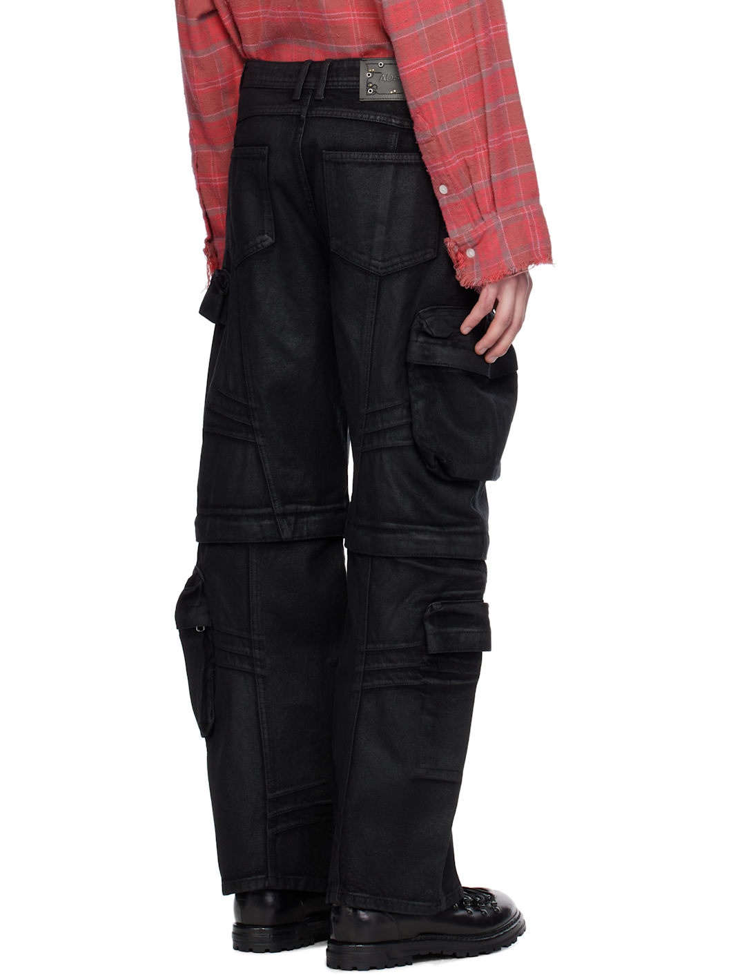 Black Coated Wide-Leg Jeans - 3