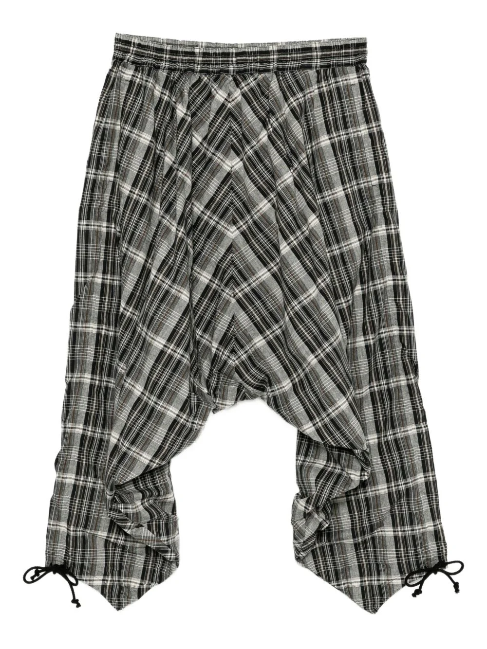 plaid drop-crotch trousers - 1