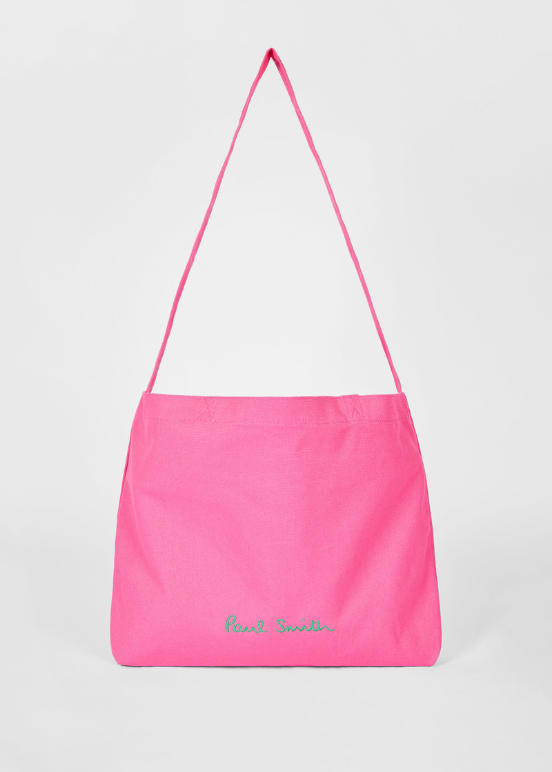 Pink Cotton-Canvas Quote Tote Bag 3