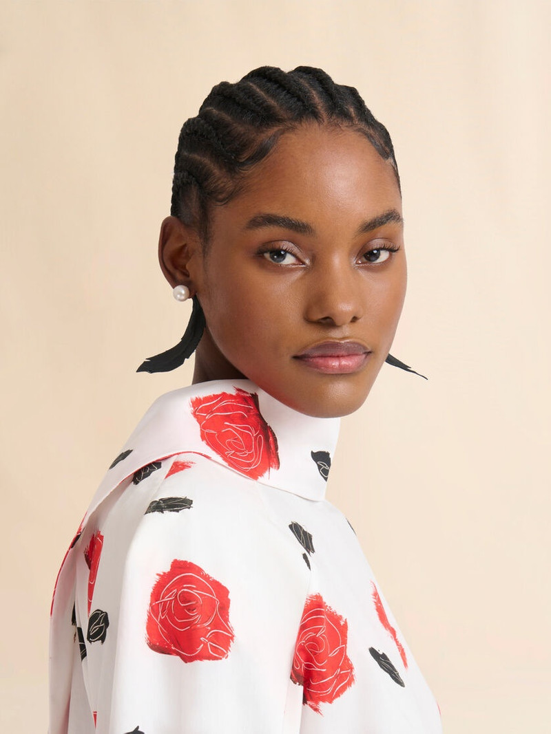 Marni BLACK FABRIC FEATHER EARRINGS outlook