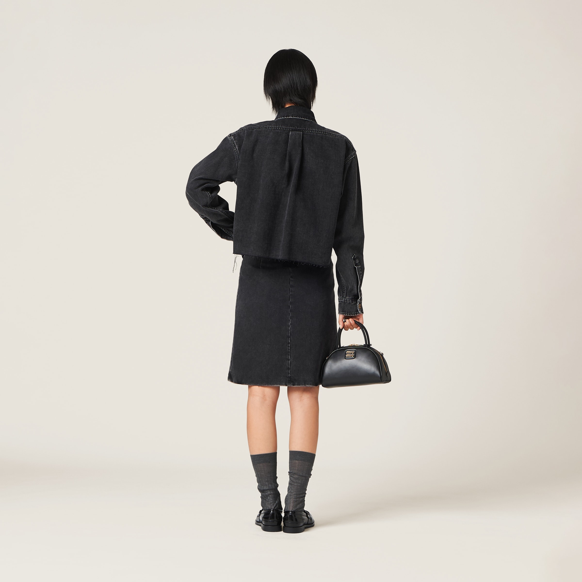 Black denim blouson jacket - 3
