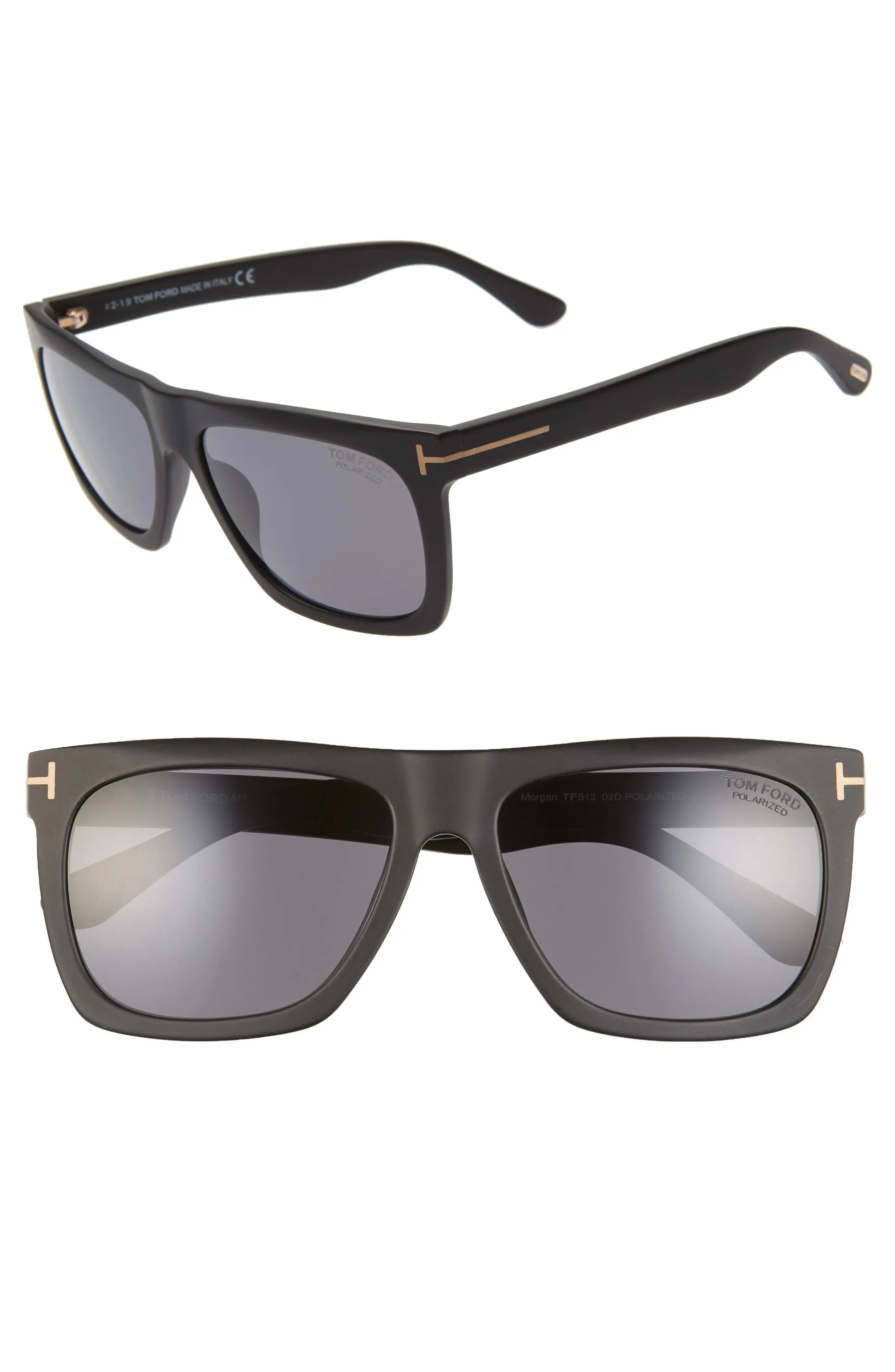 Morgan 57mm Polarized Sunglasses in Matte Black/Smoke - 1