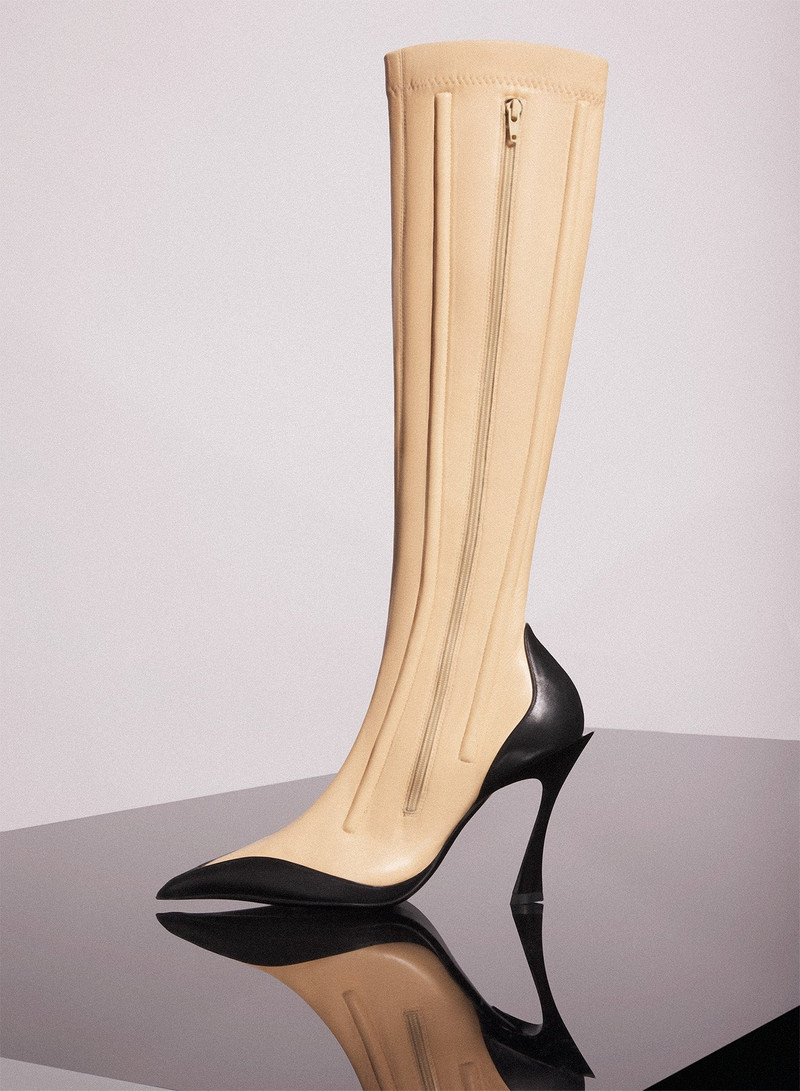 MUGLER bi-color boned leather fang 95 boots outlook