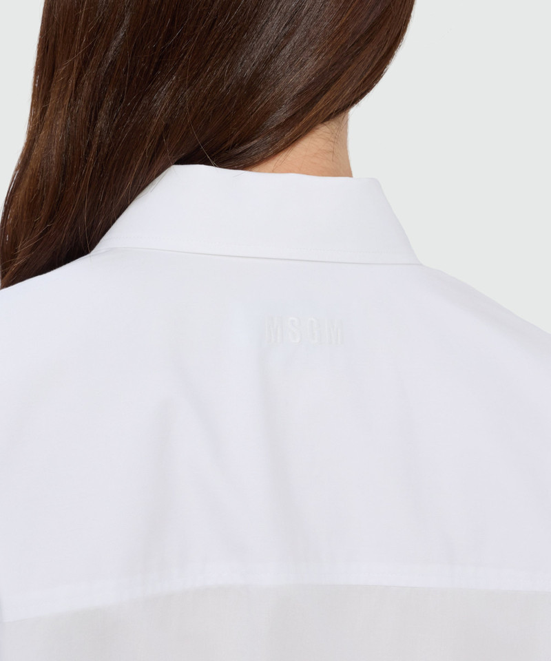 White cotton poplin shirt with cut and gathered waist 5