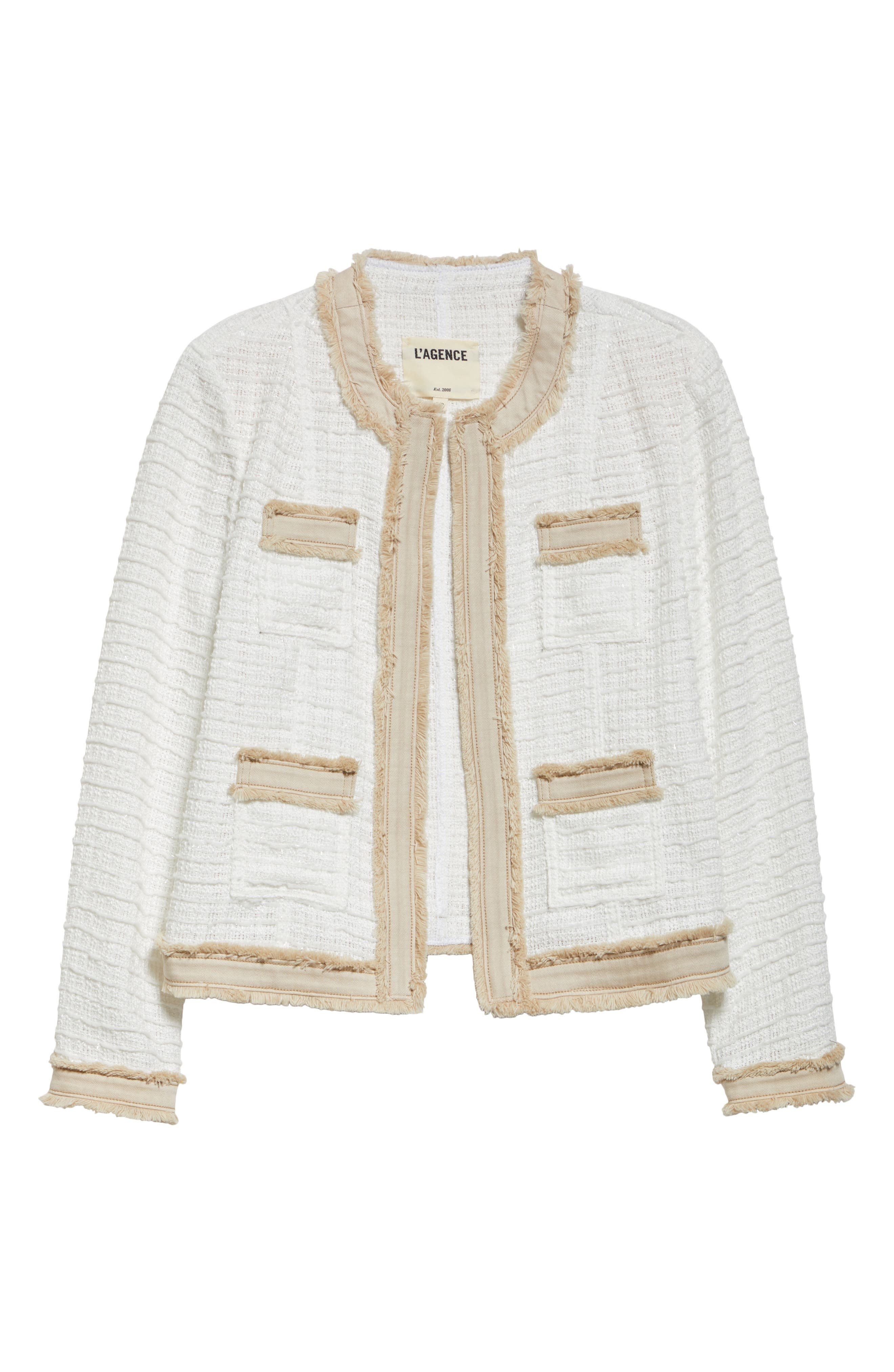 L'AGENCE Agnes Tweed Jacket in Blanc/Biscuit at Nordstrom - 6