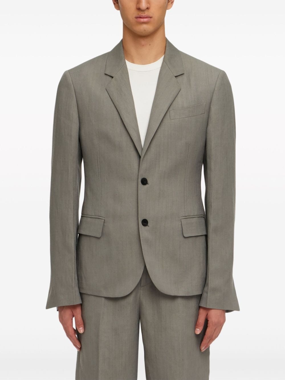 tailored linen-blend blazer - 3