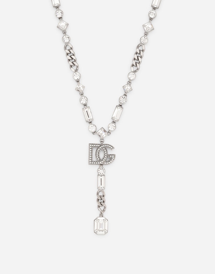 Link necklace with DG logo and rhinestone-detailed pendant - 2