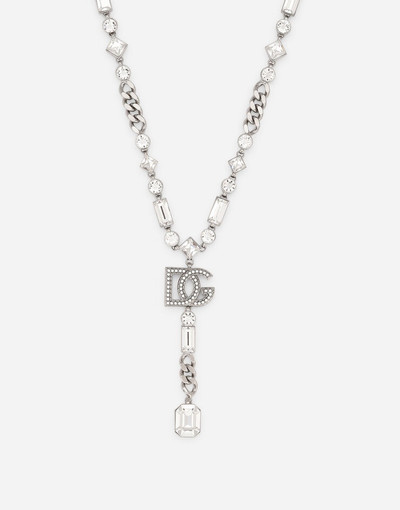 Dolce & Gabbana Link necklace with DG logo and rhinestone-detailed pendant outlook