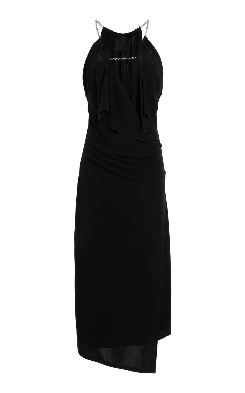 Draped Chain-Strap Midi Dress black - 1