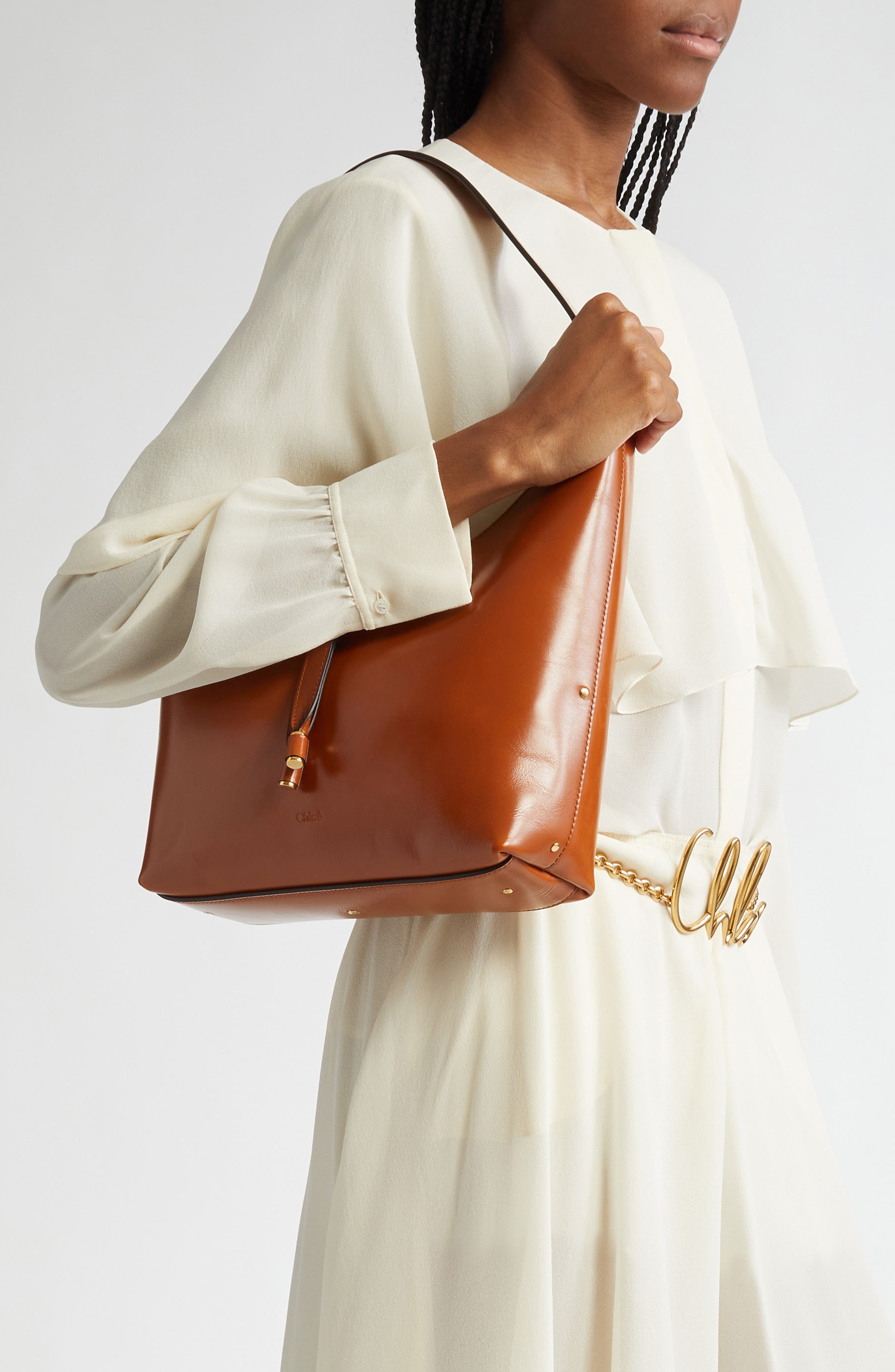 Chloé Small Marcie Leather Hobo Bag in 26M Clay Brown at Nordstrom - 2