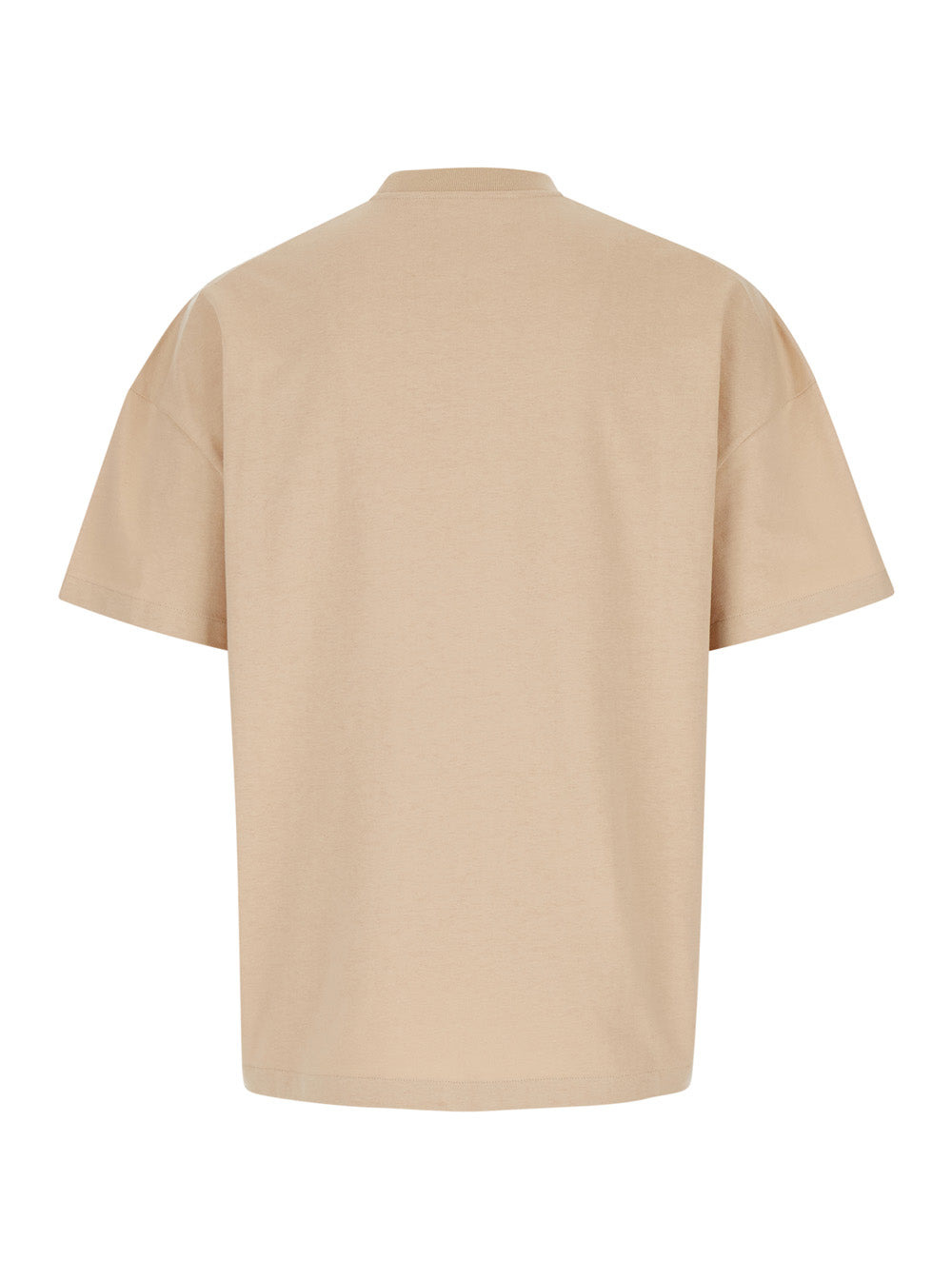 Jil Sander Men Beige Crewneck T-Shirt With Maxi Logo Lettering On The Front In Cotton Man - 2